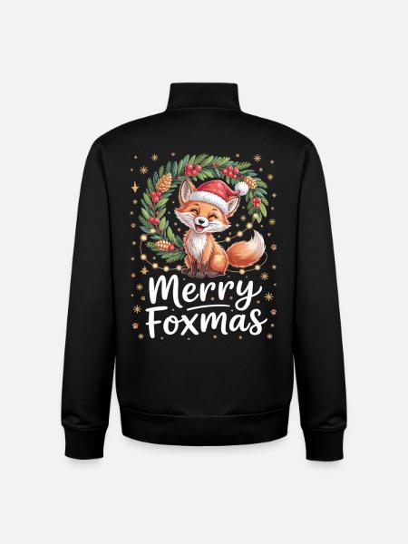 Merry Foxmas Cute Christmas Fox Shirt - Unisex Organic Zip Sweatshirt by Stanley/Stella - black