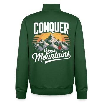 Outdoor Adventure T-Shirt – Motivation & Berge - Unisex Organic Zip Sweatshirt von Stanley/Stella - Flaschengrün - Hinten - AI Model Male 185 dark (185cm)