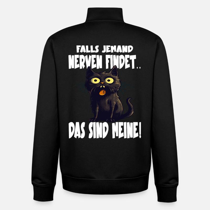 Lustige Schwarze Katze  - Unisex Organic Zip Sweatshirt von Stanley/Stella - Schwarz