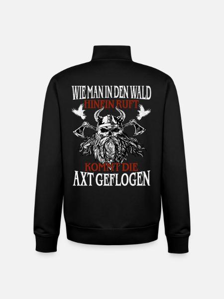 Waldruf und Axt – Viking Spruch - Unisex Organic Zip Sweatshirt von Stanley/Stella - Schwarz