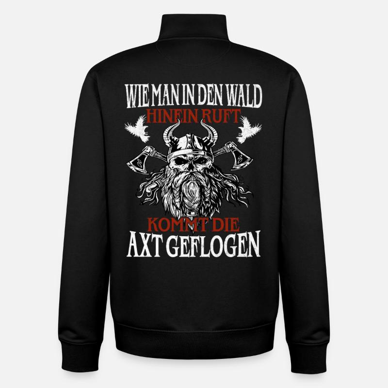 Waldruf und Axt – Viking Spruch - Unisex Organic Zip Sweatshirt von Stanley/Stella - Schwarz