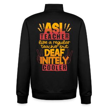 ASL Lehrer Deaf-inetly ASL Teacher - Unisex Organic Zip Sweatshirt von Stanley/Stella - Schwarz - Hinten - AI Model Male 185 light (185cm)