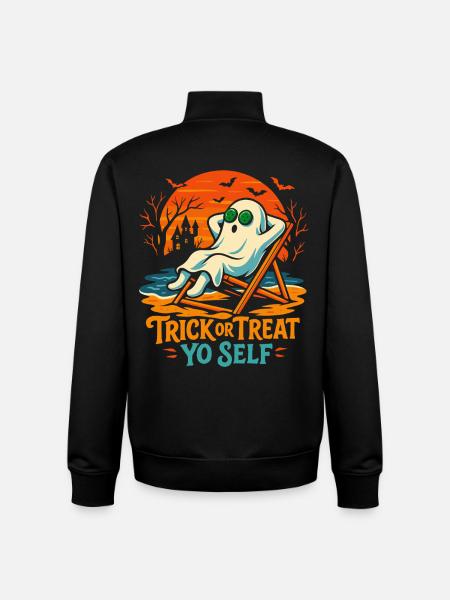 Trick Or Treat Yo Self Funny Halloween Saying - Unisex Organic Zip Sweatshirt by Stanley/Stella - black