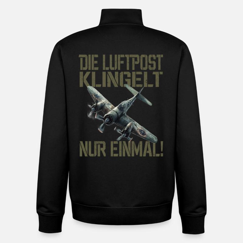 Airmail only rings once Plane - Unisex Organic Zip Sweatshirt by Stanley/Stella - black