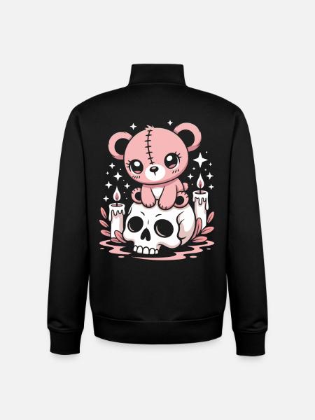 Kawaii Pastel Goth Patched Bear - Unisex Organic Zip Sweatshirt by Stanley/Stella - black