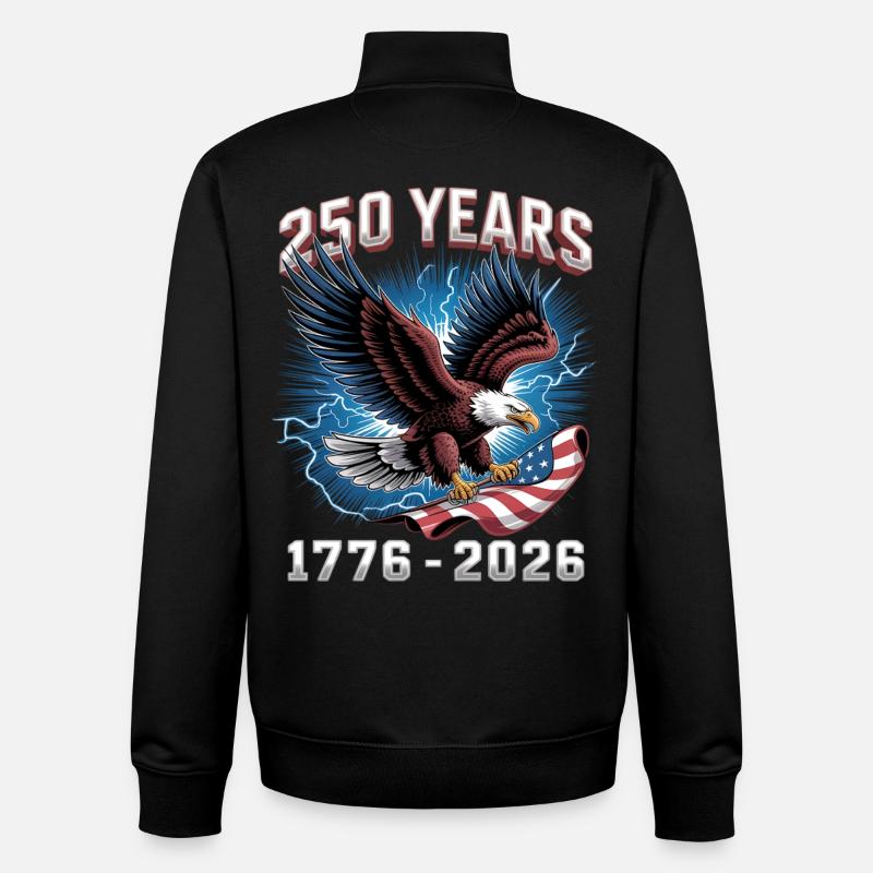 Eagle with flag – 250 years - Unisex Organic Zip Sweatshirt by Stanley/Stella - black