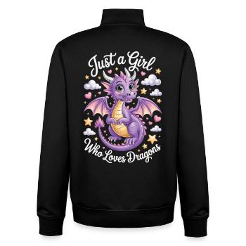 Just a Girl Who Loves Dragons Süßes Drachen Shirt - Unisex Organic Zip Sweatshirt von Stanley/Stella - Schwarz - Hinten - AI Model Male 185 light (185cm)