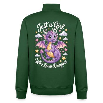 Juste une fille qui aime les dragons Chemise de dragon mignon - Sweat zippé unisexe en coton bio Stanley/Stella - vert bouteille - Dos - AI Model Male 185 dark (185cm)