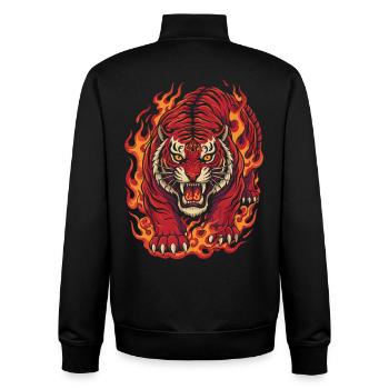 Fire Tiger Spirit Design - Unisex Organic Zip Sweatshirt by Stanley/Stella - black - Back - AI Model Male 185 light (185cm)