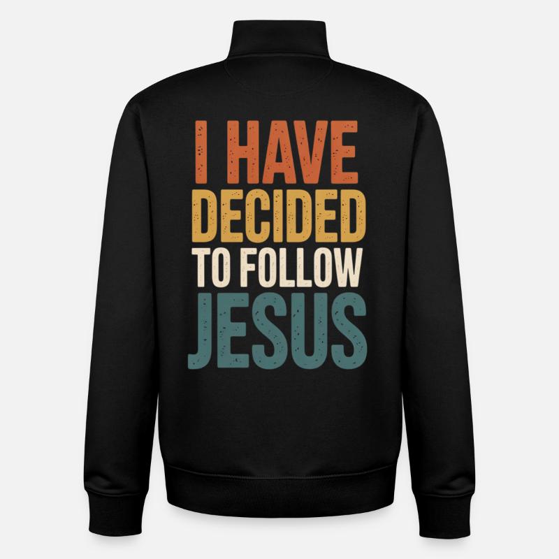 J’ai décidé de suivre Jésus - Sweat zippé unisexe en coton bio Stanley/Stella - noir