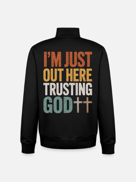 I trust in God here - Unisex Organic Zip Sweatshirt by Stanley/Stella - black
