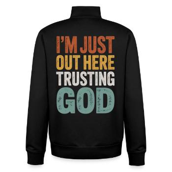 Ich Vertraue Gott Motiv - Unisex Organic Zip Sweatshirt von Stanley/Stella - Schwarz - Hinten - AI Model Male 185 light (185cm)