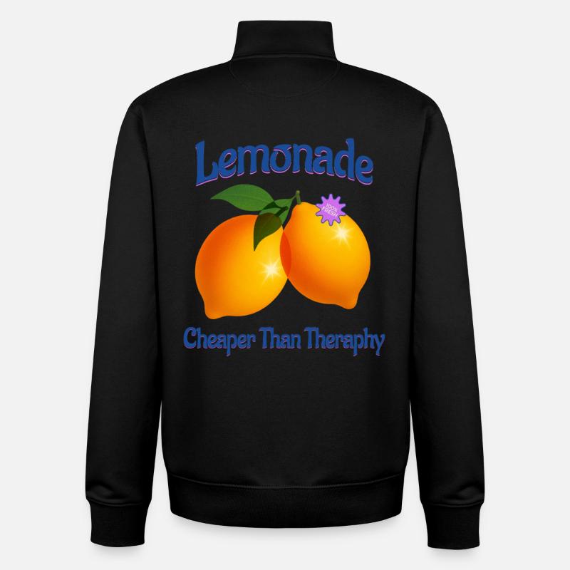 Lemonade Cheaper Than Theraphy Lemon Fruit - Unisex Organic Zip Sweatshirt by Stanley/Stella - black