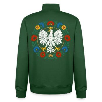 Polish Eagle Folk Emblem with Flowers - Unisex Organic Zip Sweatshirt by Stanley/Stella - bottle green - Back - AI Model Male 185 dark (185cm)