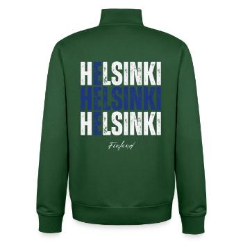 Helsinki Finland, a memory of Helsinki - Unisex Organic Zip Sweatshirt by Stanley/Stella - bottle green - Back - AI Model Male 185 dark (185cm)