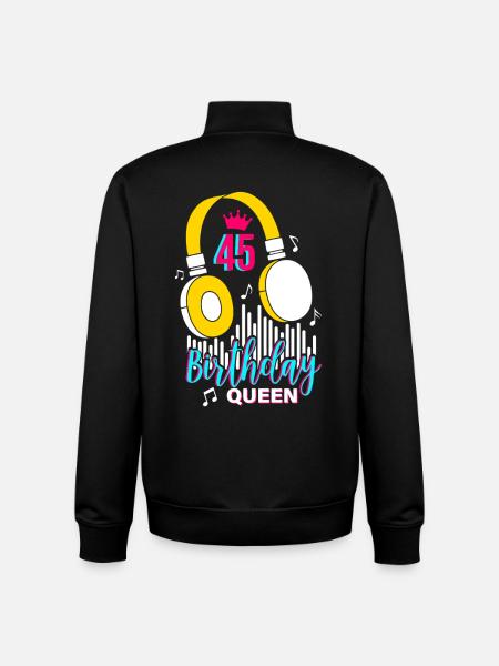 Birthday Queen 45th Birthday - Unisex Organic Zip Sweatshirt by Stanley/Stella - black