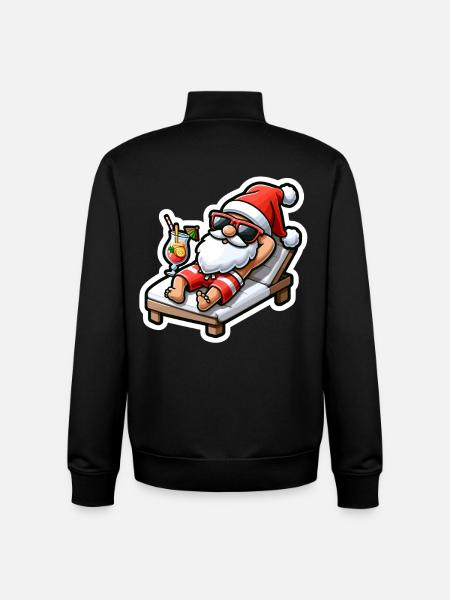 Santa on the beach with cocktail - Unisex Organic Zip Sweatshirt by Stanley/Stella - black