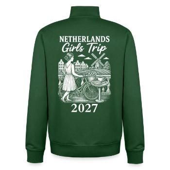 Voyage entre filles aux Pays-Bas 2027 - Sweat zippé unisexe en coton bio Stanley/Stella - vert bouteille - Dos - AI Model Male 185 dark (185cm)