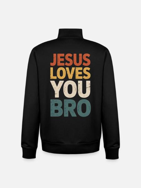 Jesus Loves You Bro - Unisex Organic Zip Sweatshirt by Stanley/Stella - black