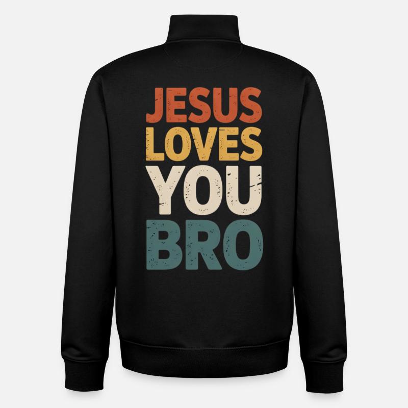Jésus t’aime mon frère - Sweat zippé unisexe en coton bio Stanley/Stella - noir