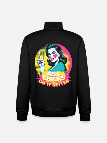 ASL Sign Language Interpreter ASL Chicks - Unisex Organic Zip Sweatshirt by Stanley/Stella - black