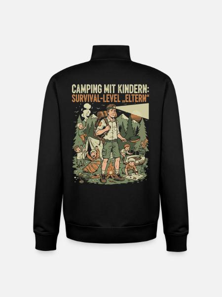 Camping mit Kindern - Survival-Level Eltern - Unisex Organic Zip Sweatshirt von Stanley/Stella - Schwarz