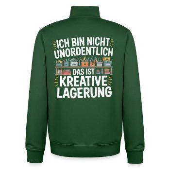 Rangement créatif – Désordre avec style - Sweat zippé unisexe en coton bio Stanley/Stella - vert bouteille - Dos - AI Model Male 185 dark (185cm)