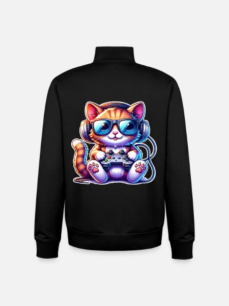 Cat Gaming - Unisex Organic Zip Sweatshirt by Stanley/Stella - black