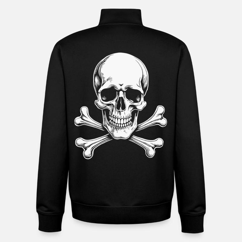 Crâne Jolly Roger classique - Sweat zippé unisexe en coton bio Stanley/Stella - noir