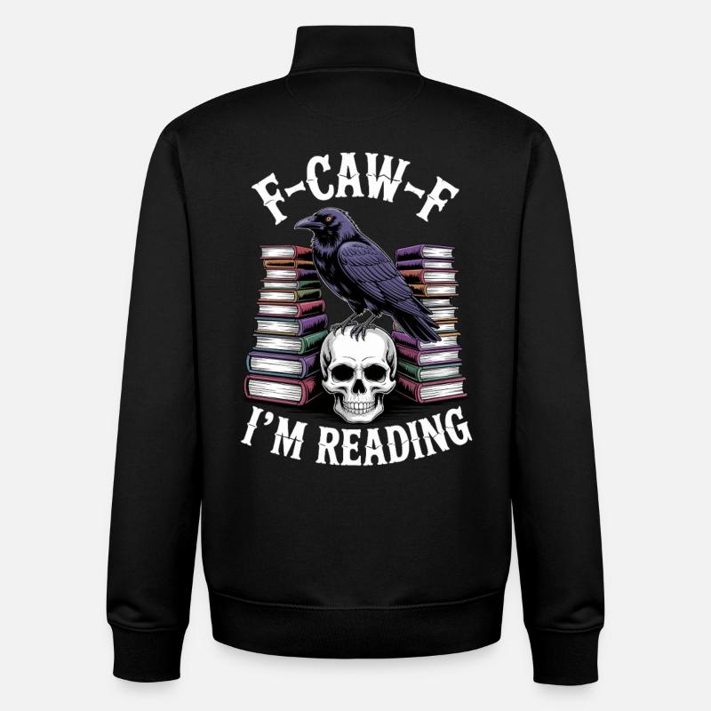 E-Caw-F : Je lis - Sweat zippé unisexe en coton bio Stanley/Stella - noir