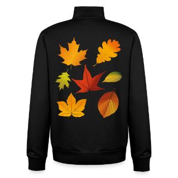 Feuilles d’automne - Sweat zippé unisexe en coton bio Stanley/Stella - noir - Dos - AI Model Male 185 light (185cm)