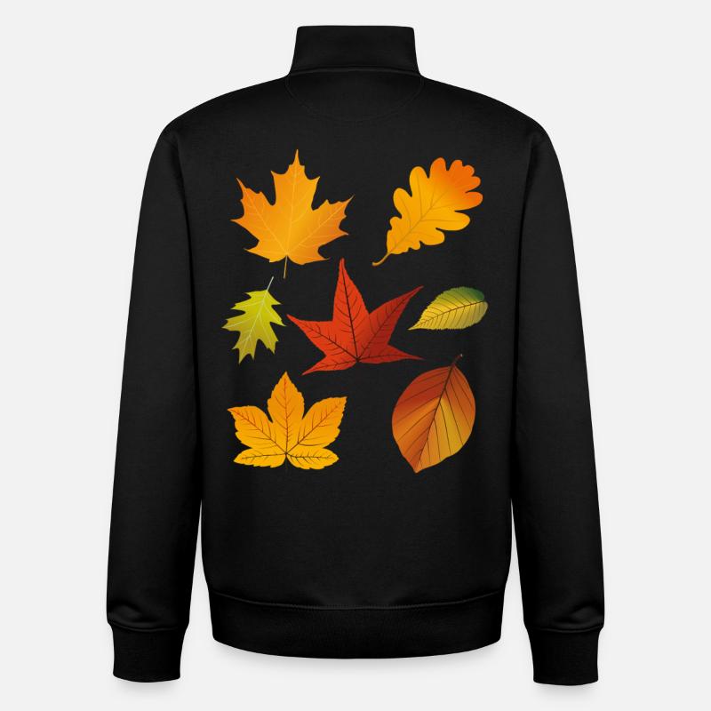 Feuilles d’automne - Sweat zippé unisexe en coton bio Stanley/Stella - noir