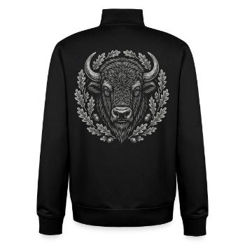 Bison d’Europe avec couronne de chêne Art - Sweat zippé unisexe en coton bio Stanley/Stella - noir - Dos - AI Model Male 185 light (185cm)