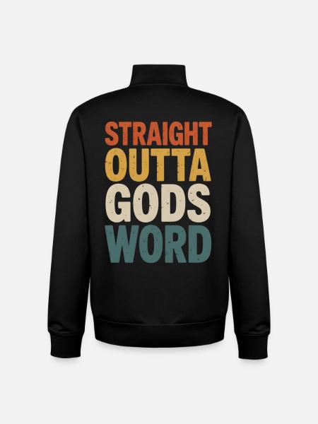 Straight Outta Gods Word - Unisex Organic Zip Sweatshirt by Stanley/Stella - black