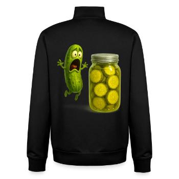 Ängstliche Gurke und humorvolles Glas - Unisex Organic Zip Sweatshirt von Stanley/Stella - Schwarz - Hinten - AI Model Male 185 light (185cm)