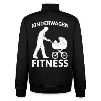 Soon Dad STROLLER FITNESS FUNNY - Unisex Organic Zip Sweatshirt by Stanley/Stella - black - Back - AI Model Male 185 light (185cm)