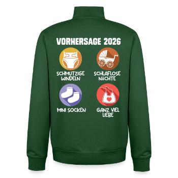 Bientôt maman PRÉDICTION 2026 Drôle - Sweat zippé unisexe en coton bio Stanley/Stella - vert bouteille - Dos - AI Model Male 185 dark (185cm)