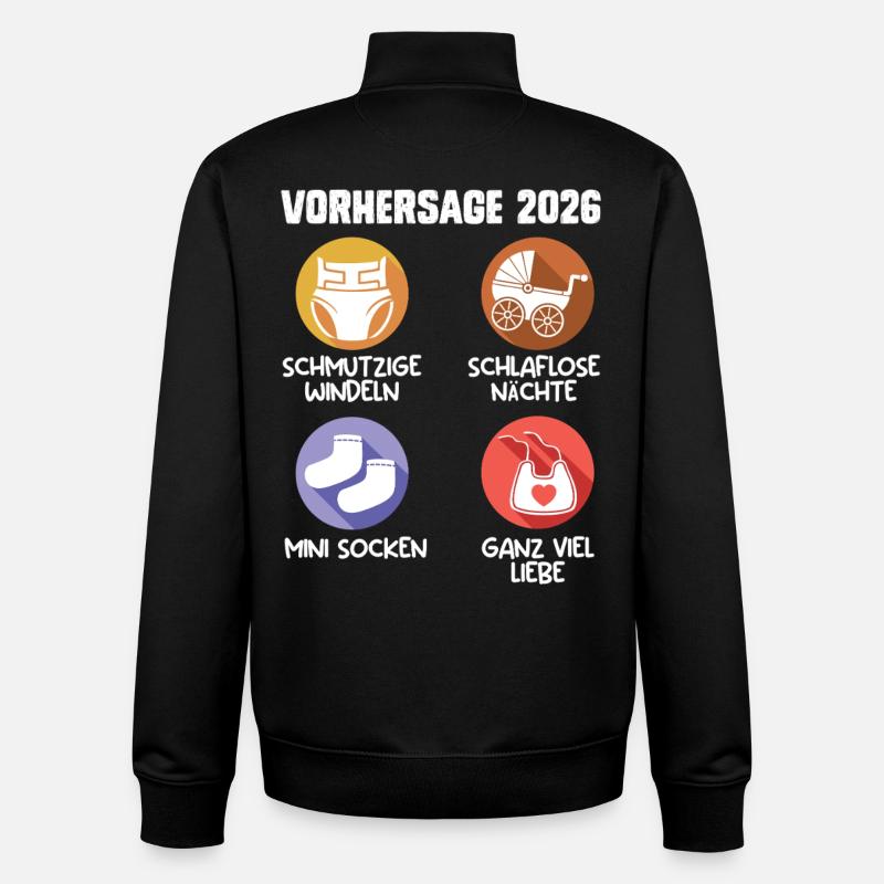 Soon Mom PREDICTION 2026 Funny - Unisex Organic Zip Sweatshirt by Stanley/Stella - black