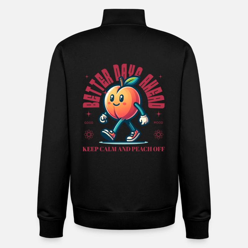Pêche drôle disant Fruit Lover Pêches - Sweat zippé unisexe en coton bio Stanley/Stella - noir