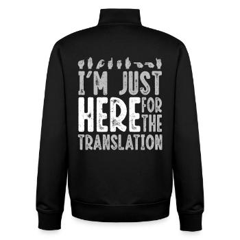 Interprète en langue des signes ASL - Sweat zippé unisexe en coton bio Stanley/Stella - noir - Dos - AI Model Male 185 light (185cm)