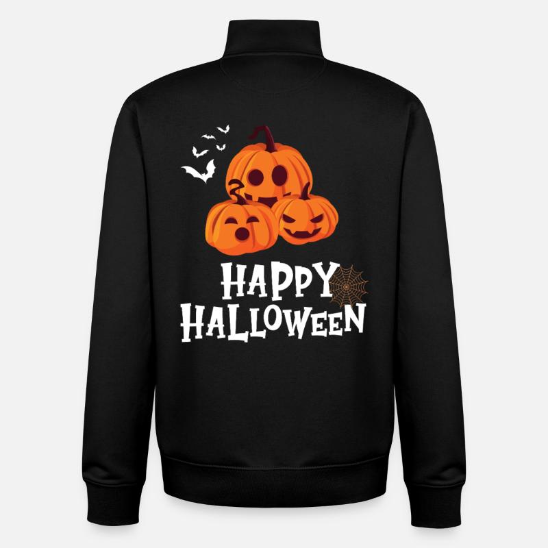 Citrouille amicale - Joyeux Halloween - Sweat zippé unisexe en coton bio Stanley/Stella - noir