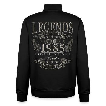 1985 Geboren im oktober 1985 Jahrgang oktober 1985 - Unisex Organic Zip Sweatshirt von Stanley/Stella - Schwarz - Hinten - AI Model Male 185 light (185cm)