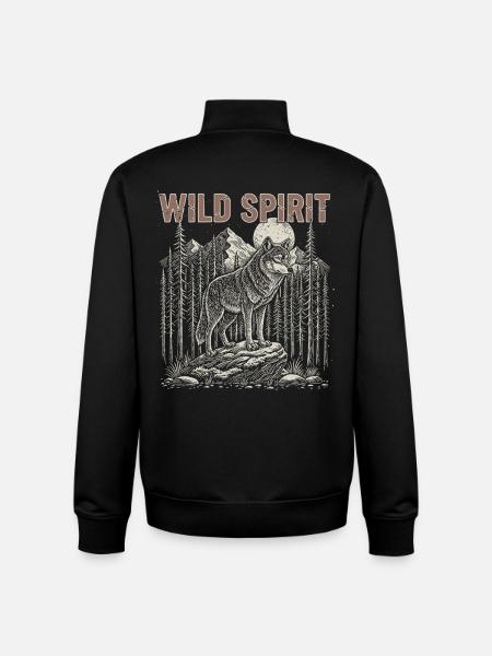 Wild Spirit Wolf Moon Forest - Unisex Organic Zip Sweatshirt by Stanley/Stella - black