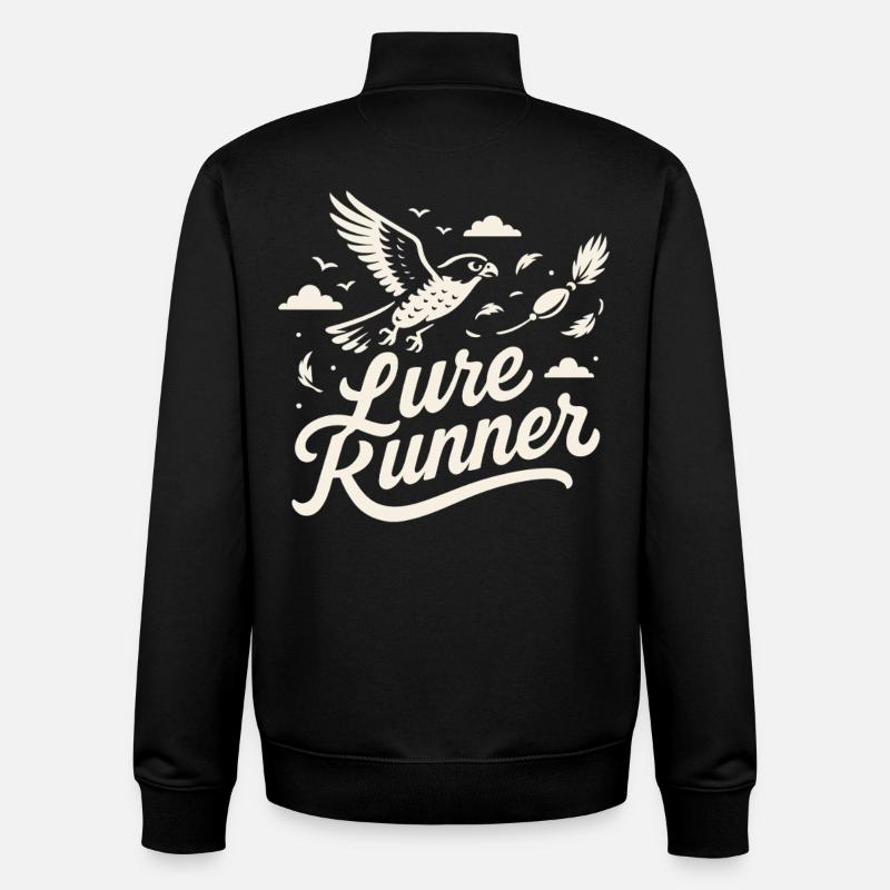 Falcon Lure Runner Fauconnerie Oiseaux Équipement - Sweat zippé unisexe en coton bio Stanley/Stella - noir