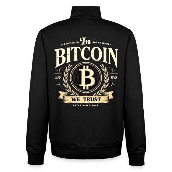 Dans Bitcoin We Trust – Crypto Vintage Btc - Sweat zippé unisexe en coton bio Stanley/Stella - noir - Dos - AI Model Male 185 light (185cm)