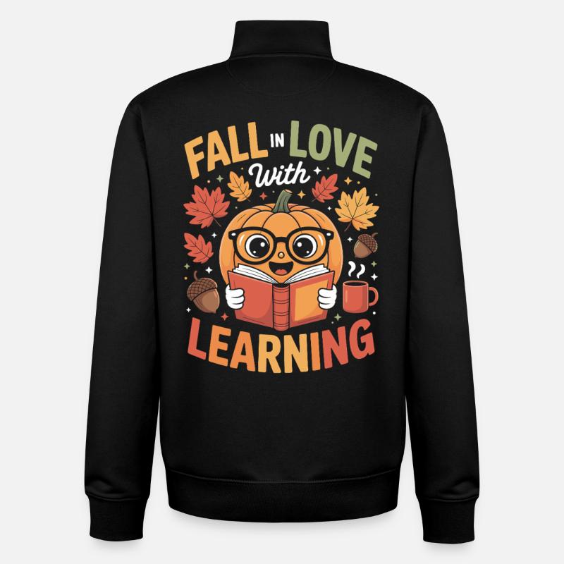 Tombez amoureux de l’enseignement Enseignant d’automne - Sweat zippé unisexe en coton bio Stanley/Stella - noir