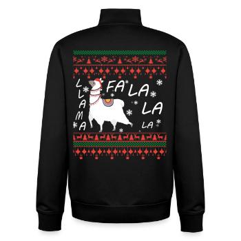 Llama Ugly Christmas sweater - Unisex Organic Zip Sweatshirt by Stanley/Stella - black - Back - AI Model Male 185 light (185cm)