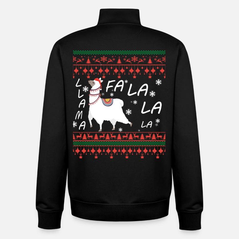 Pull de Noël moche Llama - Sweat zippé unisexe en coton bio Stanley/Stella - noir