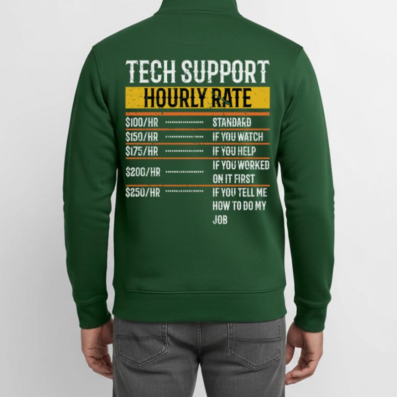 Support technique Taux horaire Programmeur Technique Sweat zippé unisexe en coton bio Stanley/Stella