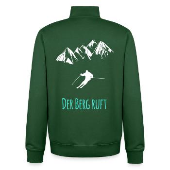 Skifahren - Der Berg ruft - Unisex Organic Zip Sweatshirt von Stanley/Stella - Flaschengrün - Hinten - AI Model Male 185 dark (185cm)